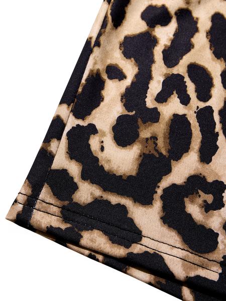 Elegant Leopard Print Bodycon Dress, Deep V Neck Lace Long Sleeve, High Waist Split Back Party Dress, Fall Fashion Women's Clothing