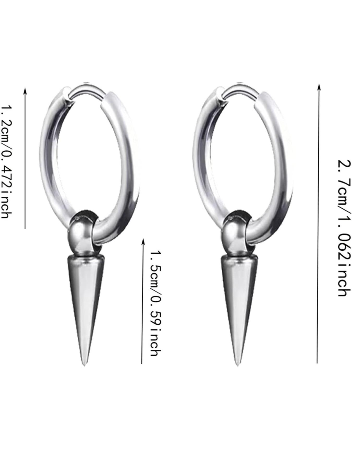 Personalized Punk Spike Dangle Drop Hoop Earrings, Stainless Steel Hoops for Women Men, Cuff Cartilage Tragus Helix Wrap Geometric Earrings