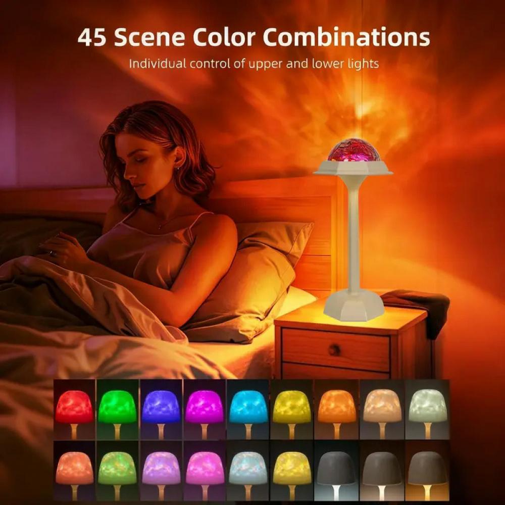 Shower Lamp Ocean Wave Projector Light,Rechargeable Battery Powered Water Ripple Ambient Night Light, Waterproof Bathroom Light for Shower, Bedroom, Home Spa, Relaxing Mood Lighting, USB Charging, Portable Decorative Lamp