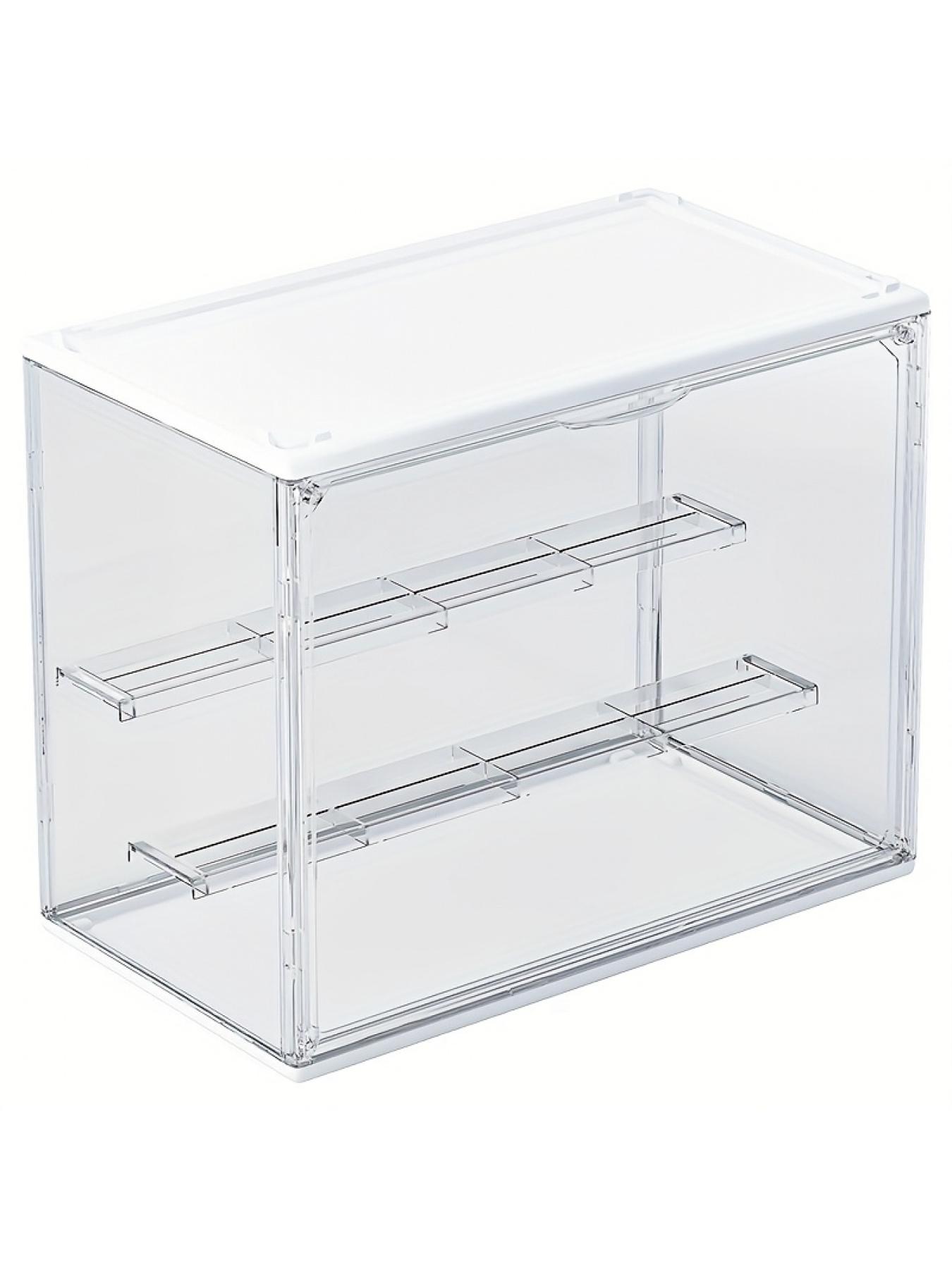 3-Tier Clear Plastic Display Case with Step & Magnetic Closure, Stackable Storage Box for Desktop Organization & Showcase