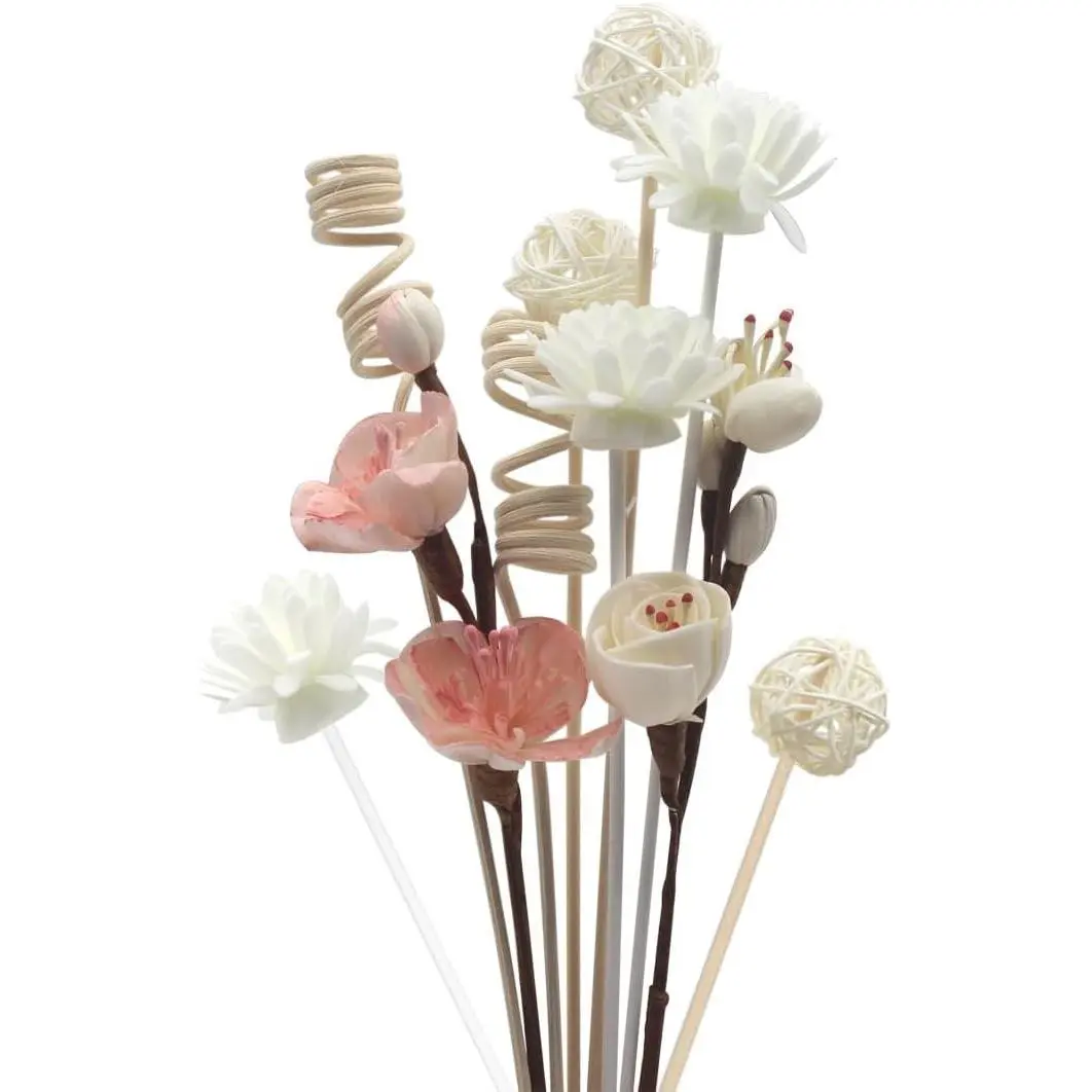 16 Pcs Reed Diffuser Sticks, Natural Rattan Hand Made Flower Reed Fragrance Diffuser Set, Reed Fragrance Diffuser Flowers Refill Replacement Sticks, House Bedroom Office Decor