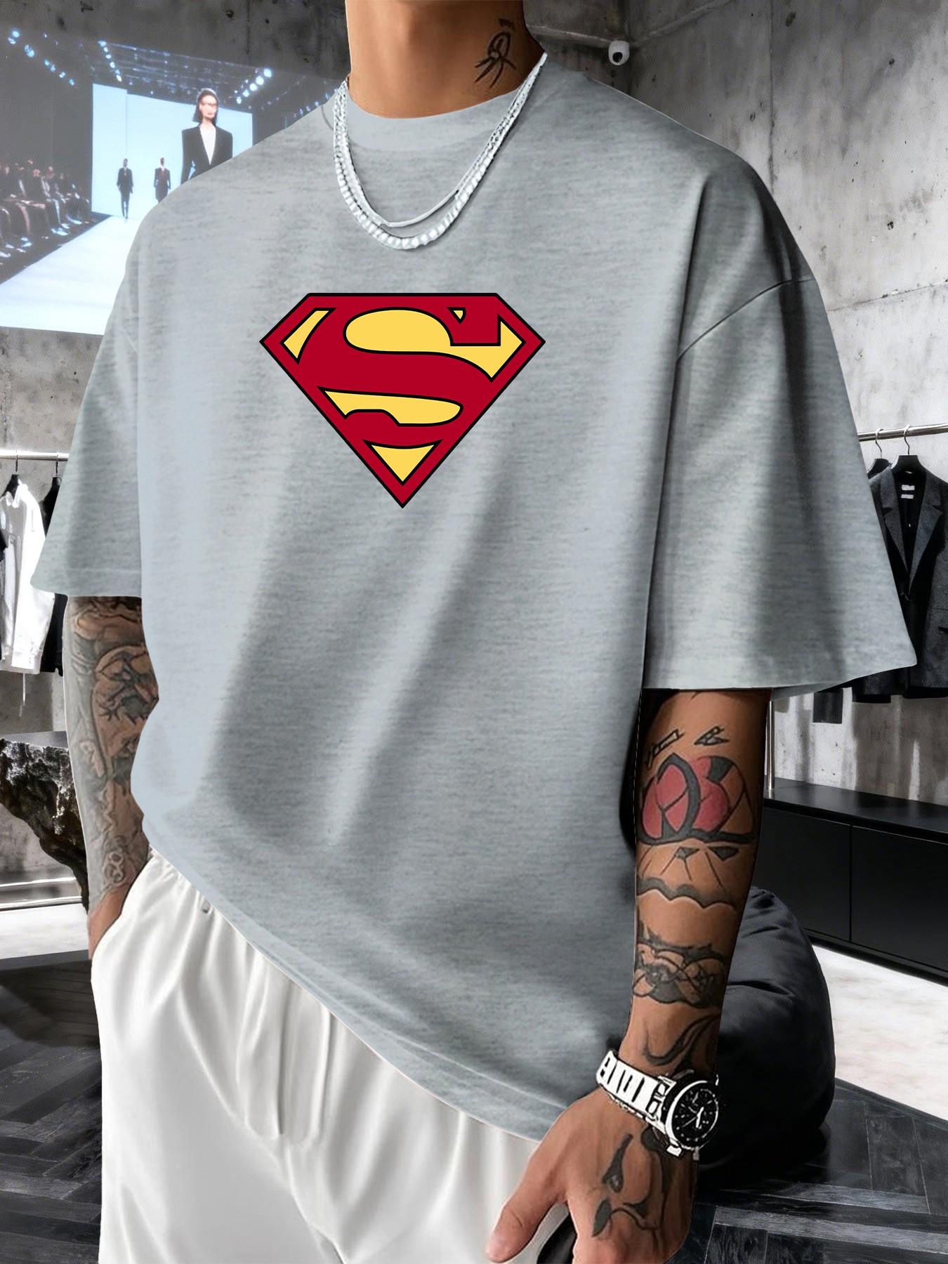 Superman S Classic Logo Men's Fashion Short Sleeve Round Neck Casual Summer T-Shirt, Perfect for Daily Wear