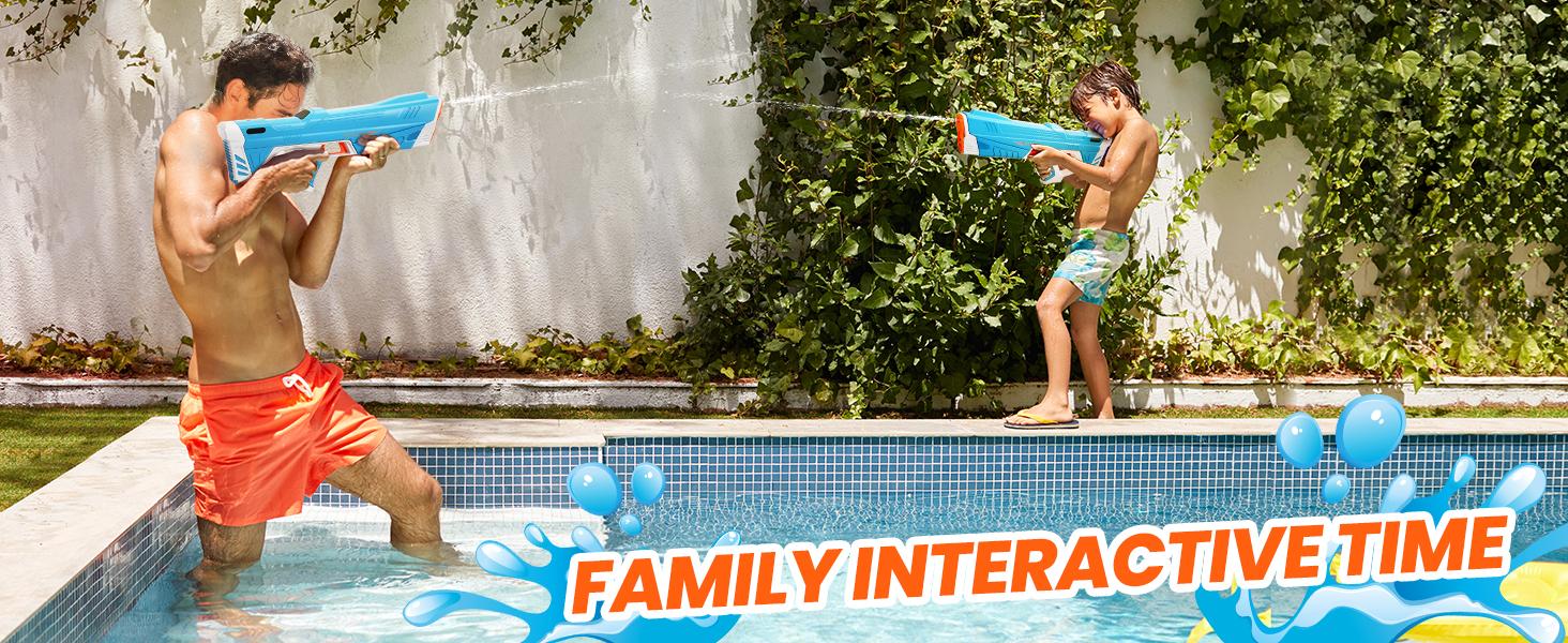 Skirfy Electric Water Toy, Auto Suction Water machine for Adults&Kids, Squirt machine 39 Ft Range, Battery Powered Squirt toys, Automatic Water Blaster, Pool Beach Outdoor Party Toys for Kids Ages 8-12