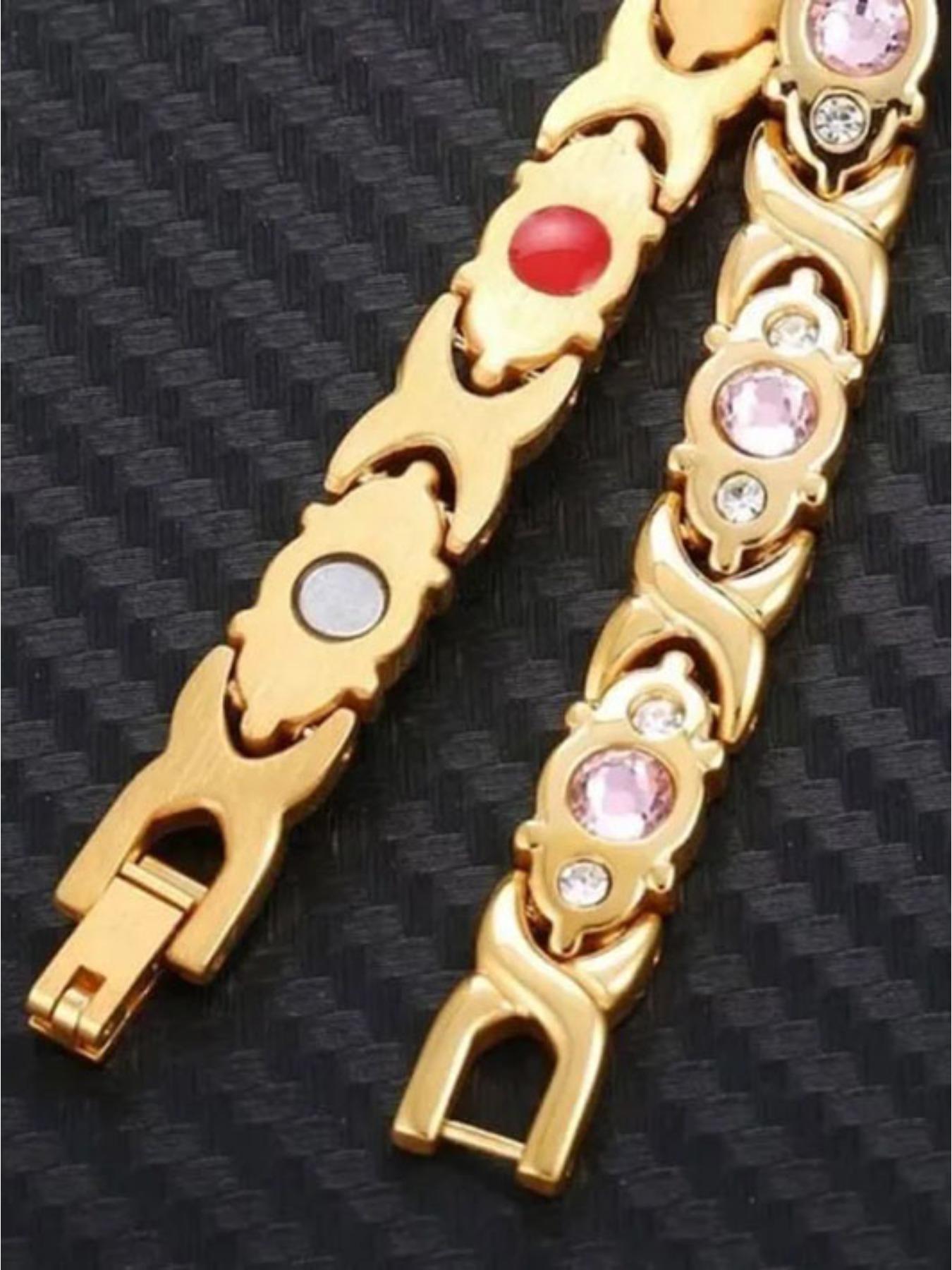 The gift for mom, energy magnet bracelet, eco-friendly alloy, adjustable ladies' wristband, magnetic bracelet, charming stainless steel bracelet, magnetic chain, pink crystal bracelet, Mother's Day gift