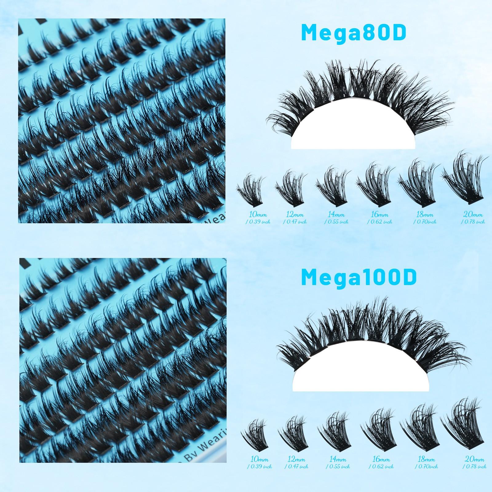 ADORANCE Lash Clusters Mixed Length, 408/359/472 PCS D Curl Volume Individual Lashes, Fluffy Wispy Cluster Eyelash Extensions for DIY Application