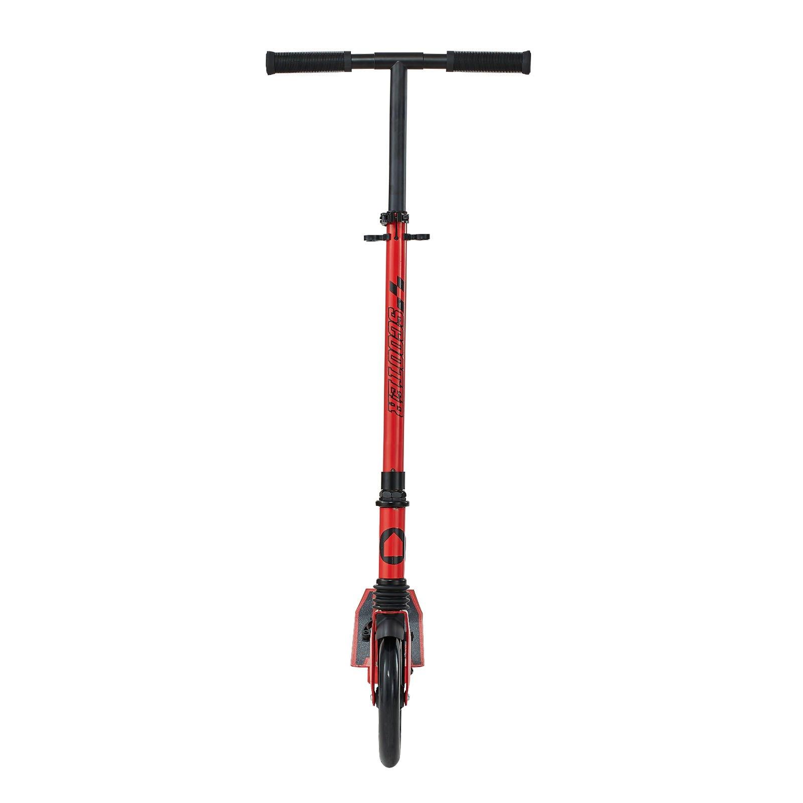 VEVOR Kids 2-Wheel Kick Scooter for Ages 8+, Adjustable Height Handlebar, Wide Anti-Slip Deck, Foldable, Lightweight Compact Design, 220 lbs Max Capacity, Red Black, Outdoor Use