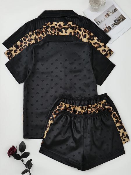 Women's Pyjama Set, Comfort PJ Set for Homewear, Short Sleeve Button Shirt & Elastic Waist Shorts, Women's Sleepwear for Summer, Loungewear, Pajama Set