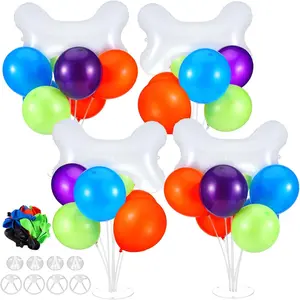 4 Set Purple Orange Green Blue Balloon Stand Centerpiece Table Decorations with Bone Foil Balloon Theme Birthday Decorations Baby Shower Backdrop