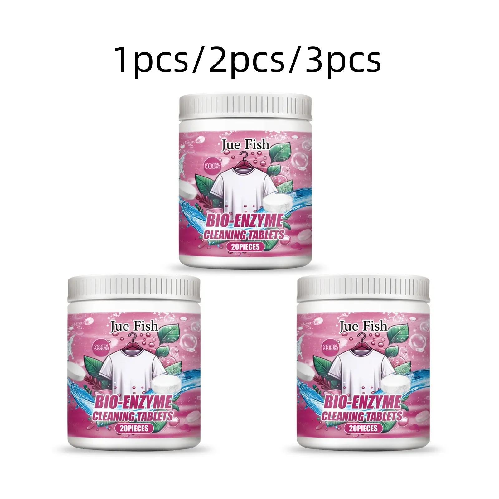 Biological Enzyme Laundry Tablets, Quick Dissolving, Strong Stain Removal, 20pcs/20pcs*2/20pcs*3, Fabric Stain-Removing Tablets