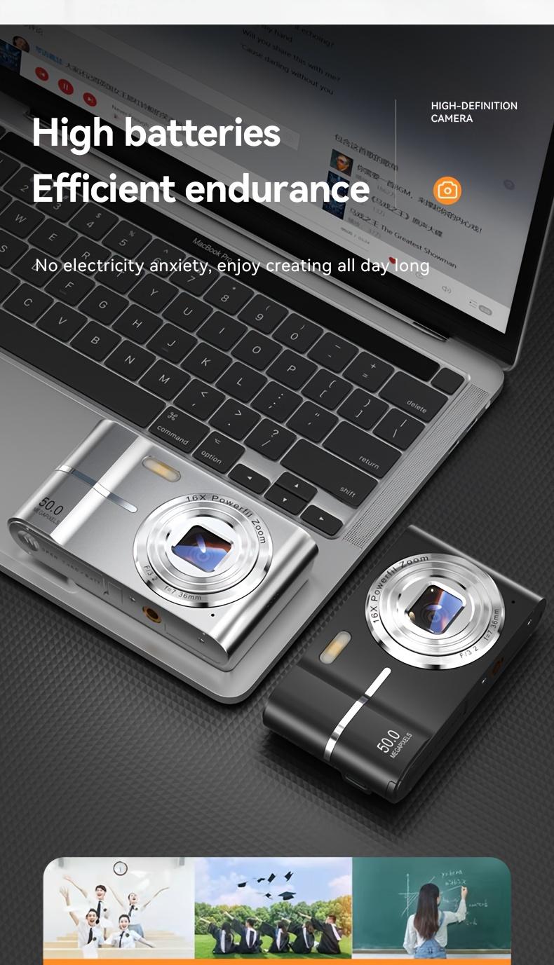 50MP 1080P HD Digital Camera+32G TF 16X Digital Zoom Cameras For Vlogging 2.4'' LCD Rechargeable Camera Photography Professional Camera For Teenagers, And Beginners, Support For Taking Photos, Recording Videos, And Webcam,Best Gifts