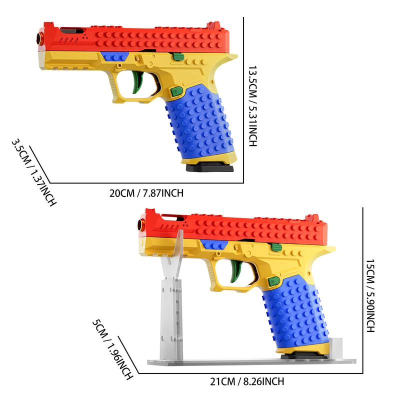 Building Block Toy Gun Blaster, DIY Creative Handgun STEM Model Display Toy, Shoots Bullets, Birthday Gift for Kids Ages 6+