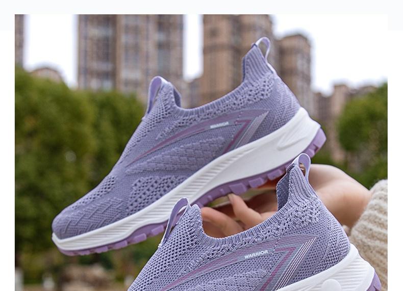Women's New Spring Mom Shoes, Outdoor Woven Sports Shoes, Comfortable Soft Durable Running Shoes, Casual Slip-On Sneakers