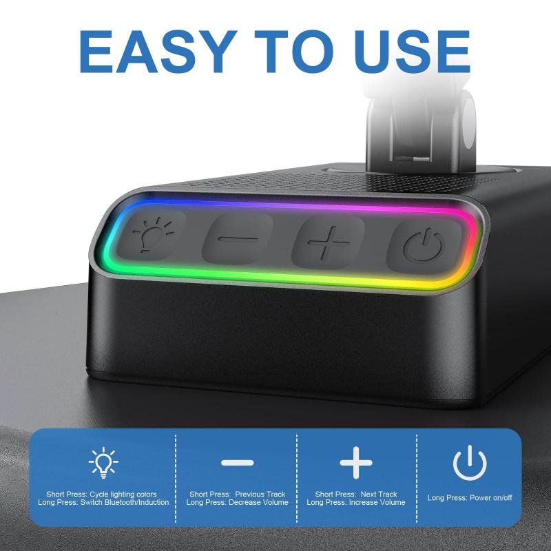 Wireless Bluetooth-compatible Speaker Bt5.3, Multifunctional Desktop Speaker, Five-In-One Phone Stand with LED Light, Compatible with iPhone & Android Phones, No Battery Included