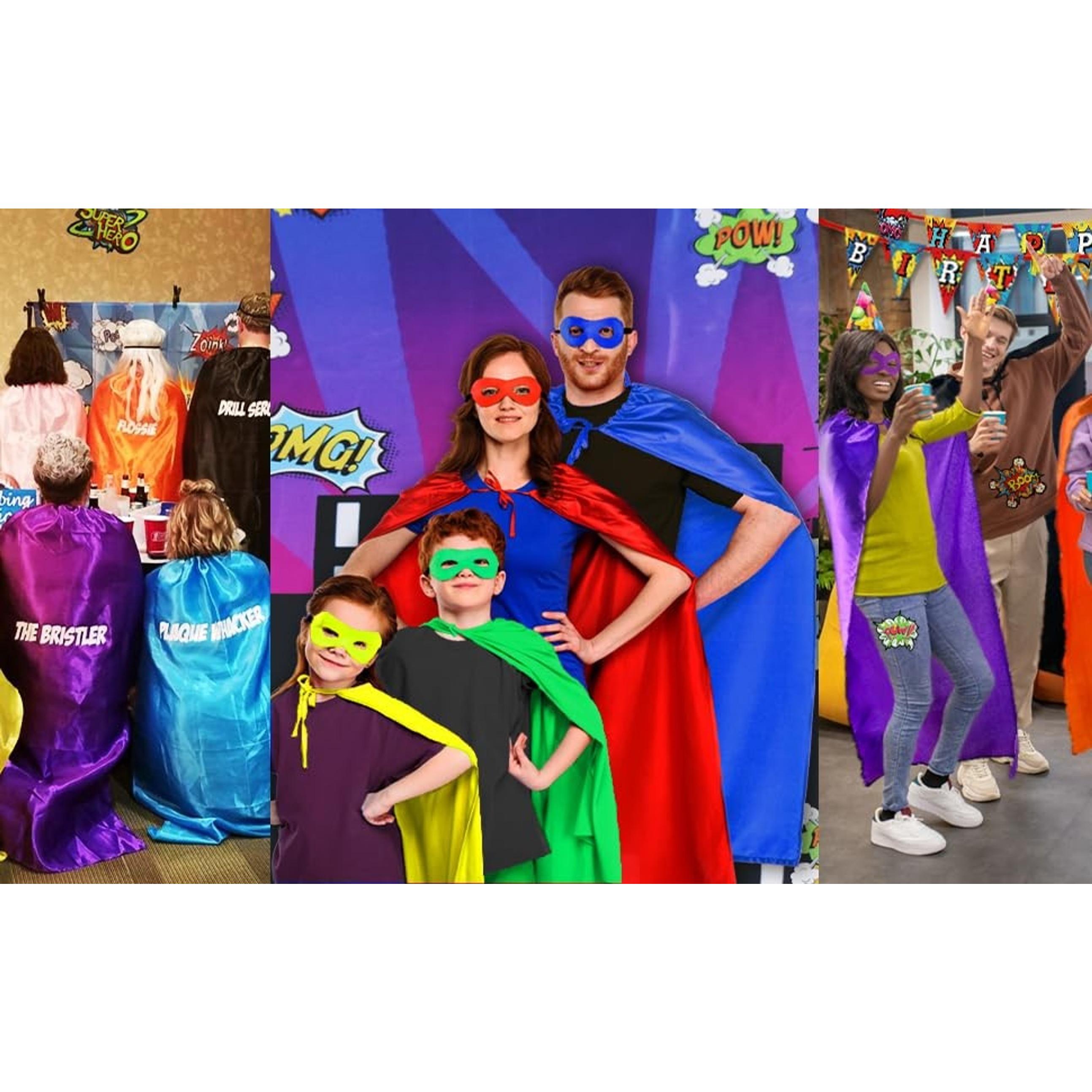 Superhero Capes and Masks for Adults, Teens, Men & Women - Team Building Dress Up Party Halloween Costumes, 7 Pack(Gift)