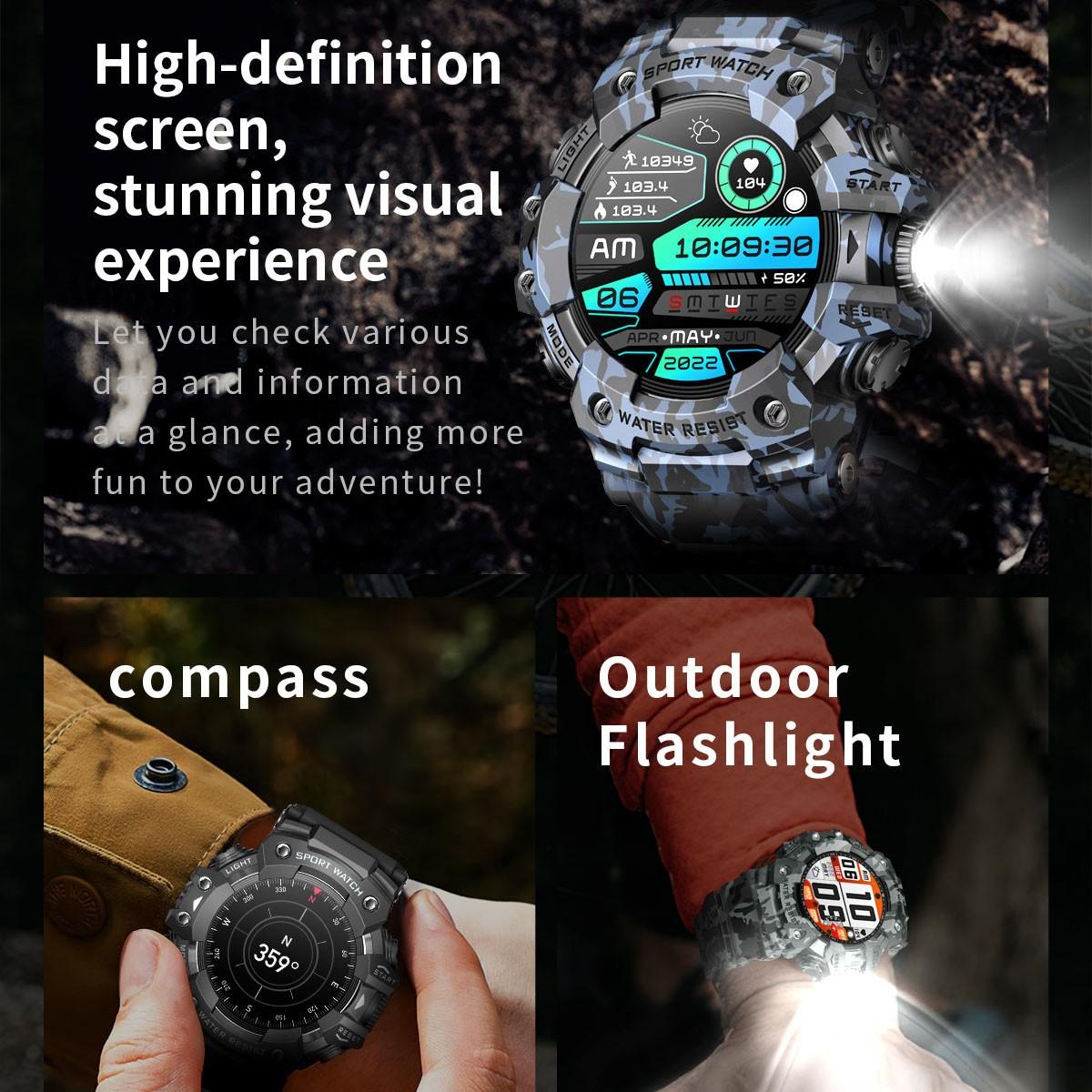 Military Grade Active Edge Sports Smart Watch, Men's Outdoor Fitness Compass, Heart Rate, Bluetooth-compatible Call, IP68 Waterproof, Smartwatch, Fitness Smart Watches, Rugged Outdoor Smartwatch