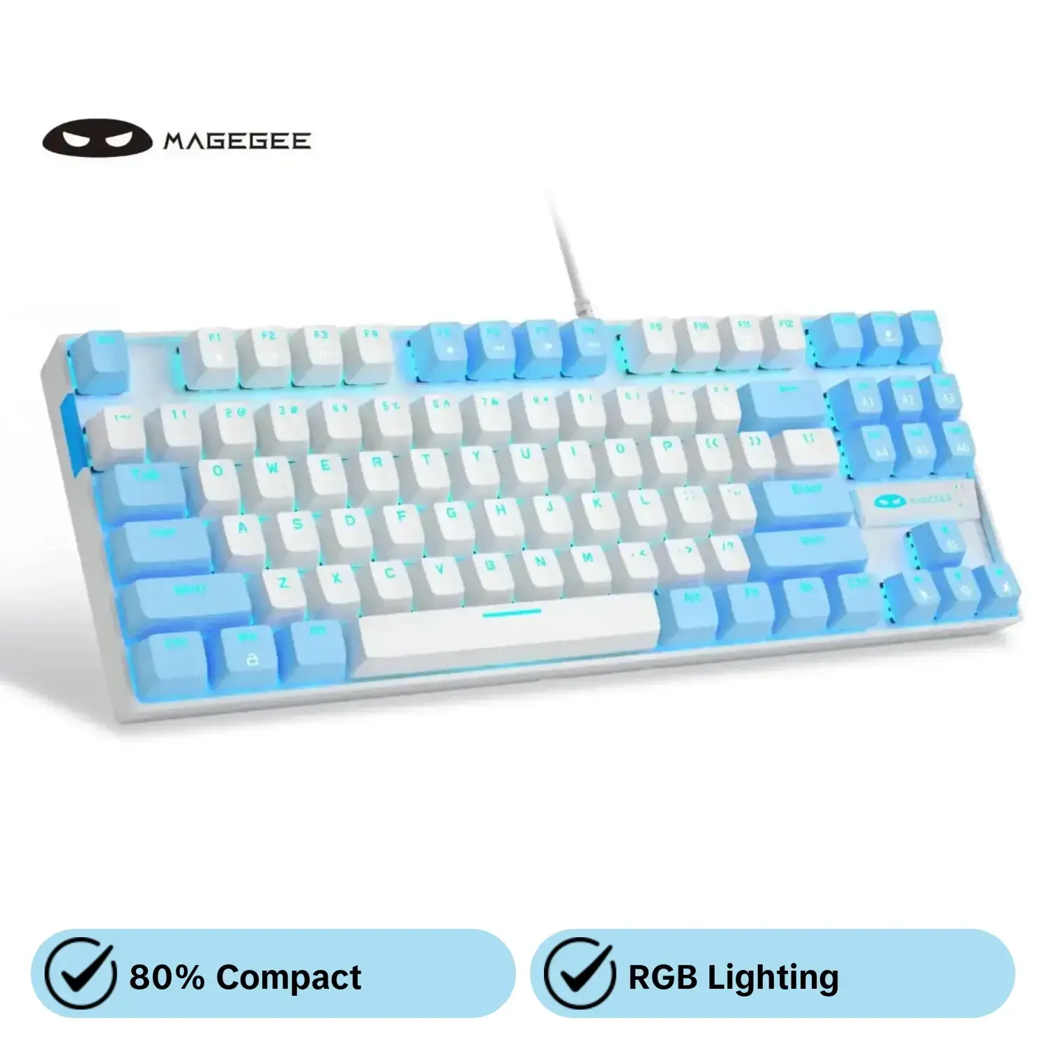 MK-STAR 80% Mechanical Keyboard, 87 Key Wired Backlight Office Keyboard, Desktop Laptop Keyboard, Gaming Keyboard, Backlit Keyboard, Lighted Mechanical Keyboard, Illuminated Mechanical Keyboard, Light Up Keyboard