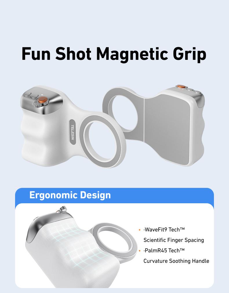 Magnetic Phone Camera Grip with Wireless Shutter – DSLR-Style Handle for iPhone & Android, 1/4" Screw, Ergonomic Design, Perfect for Vlogging, Selfies, and Steady Shots, Compatible with iPhone 17