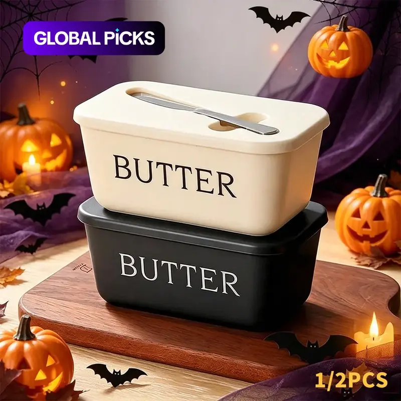 High Quality Polypropylene Butter Dish and Knife Set, Food Grade Versatile Kitchenware Butter Tray for Home and Restaurant Use, Butter Container #GLOBAL PICKS