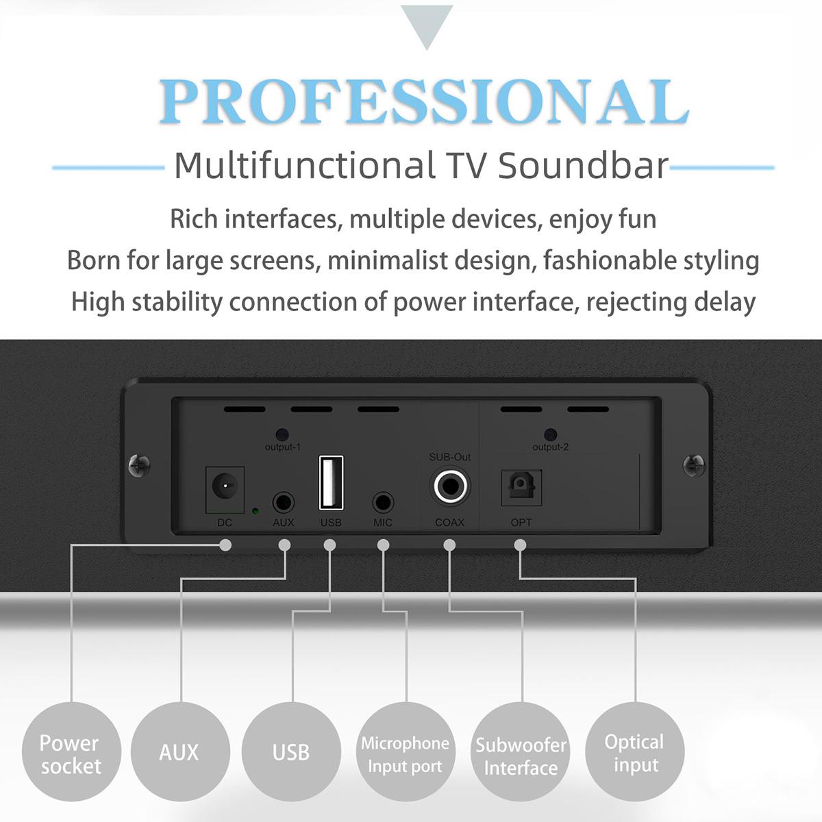 TV Soundbar With Subwoofer Heavy Bass Computer Sound bar Speaker Wireless Home Theater Bluetooth Speaker Black
