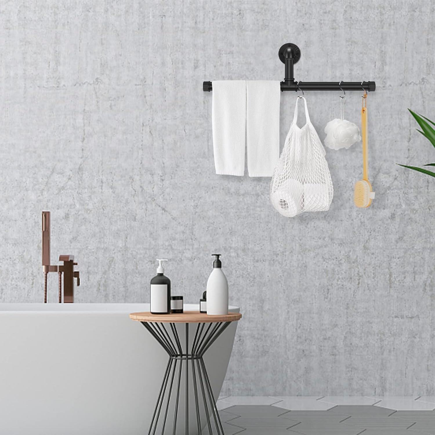 Industrial Pipe Floating Clothes Rack Garment Rack Wall Mounted, Durable Space Saving, Rustic Vintage Steel Metal Clothing Stand Frame