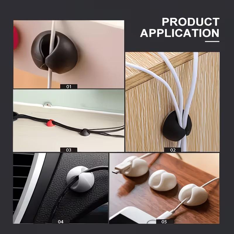 Round Cable Holder Clips，Cord Organizer, Single Hole Fixed Cable Clip, Phone Charging Cable Holder, Office Desk Accessories，6pcs Desktop Data Cable Organizer, Adhesive Cable Clips for Desk