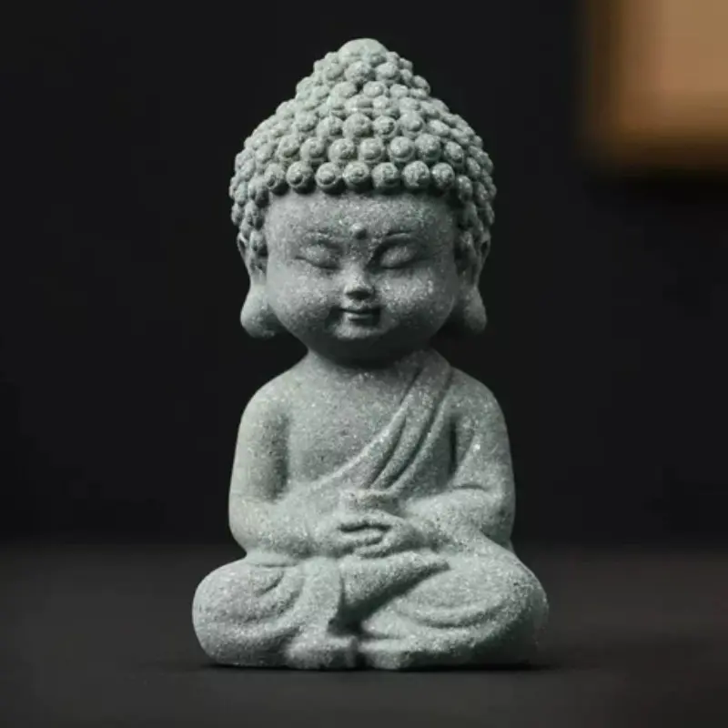 New Arrival Buddha Statue Ornament, Sandstone Miniature Sculpture, Garden Decorative Piece, Micro Landscape Decoration