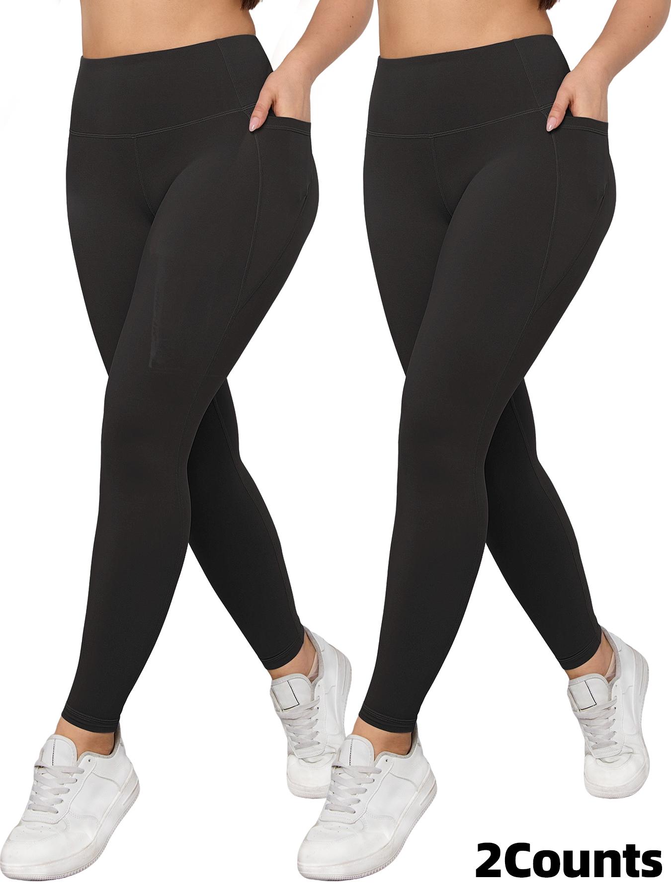 Women's Solid Color Side Pocket High Waist Sports Leggings, High Stretch Casual Comfortable Breathable Skinny Pants for Yoga Gym Workout Running, Ladies Sportswear for All Seasons, High Waisted Leggings