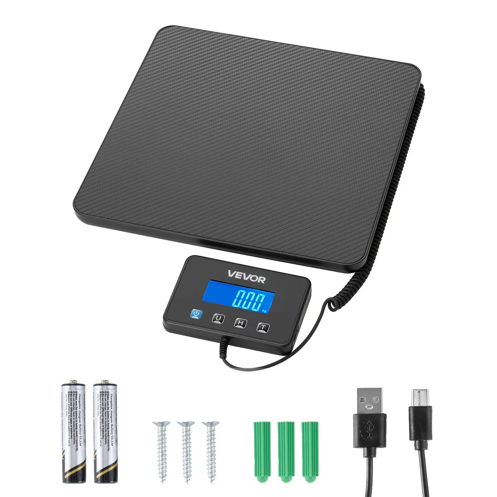 VEVOR Digital Postal Scale, 0.35 oz/3.5 oz Dual Accuracy, 440 lbs Commercial Weight Scale with Hold/Tare Function LCD Display, Fit for Packages, Postage, Luggage, Battery Charging Cable Included
