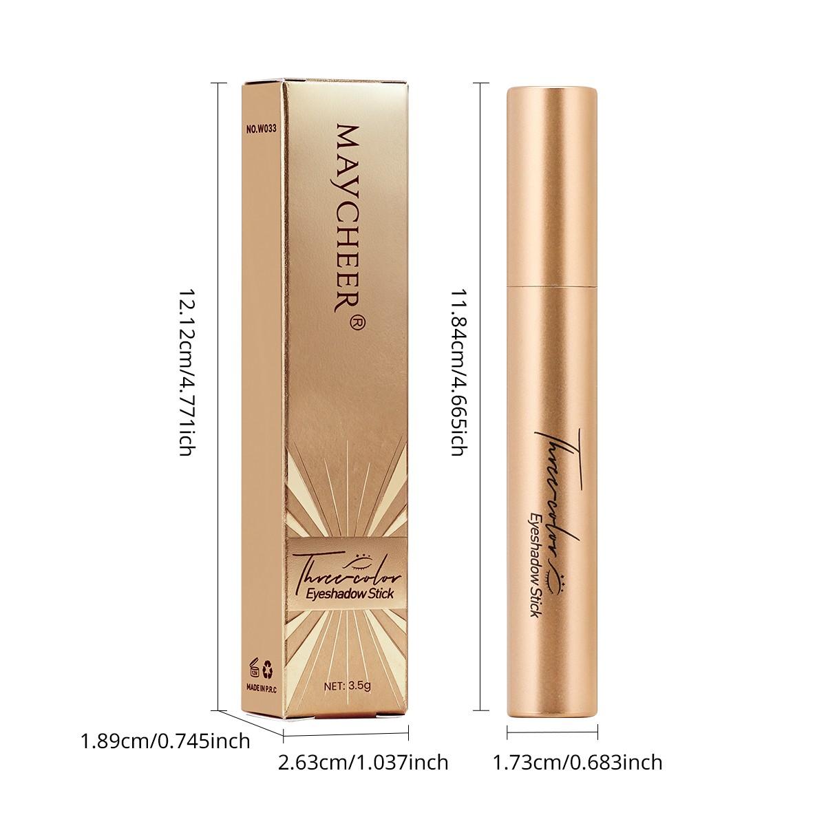 3-in-1 Easy Eyeshadow Stick for Beginners,SmudgeProof in Seconds, One-Stroke Application,Creamy Shimmer Trio Eyeshadow Stick Waterproof Longwear Liquid Eyeliner Color Changing Lip Oil Trio Waterproof Shiny Diamond Eyeshadow