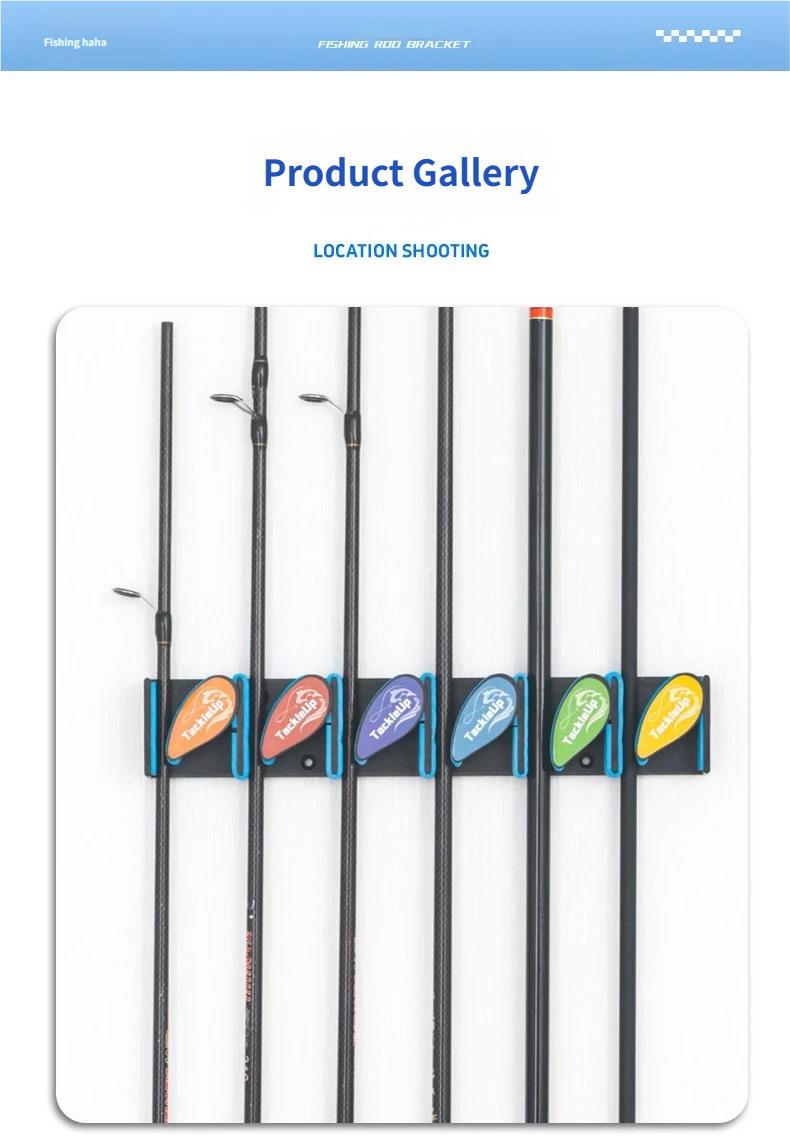 6-Slot Vertical Wall Fishing Rod Holder, Punch-Free Quick Buckle Organizer with Strong Hold Spring Clips for Spinning Casting Fishing Rods