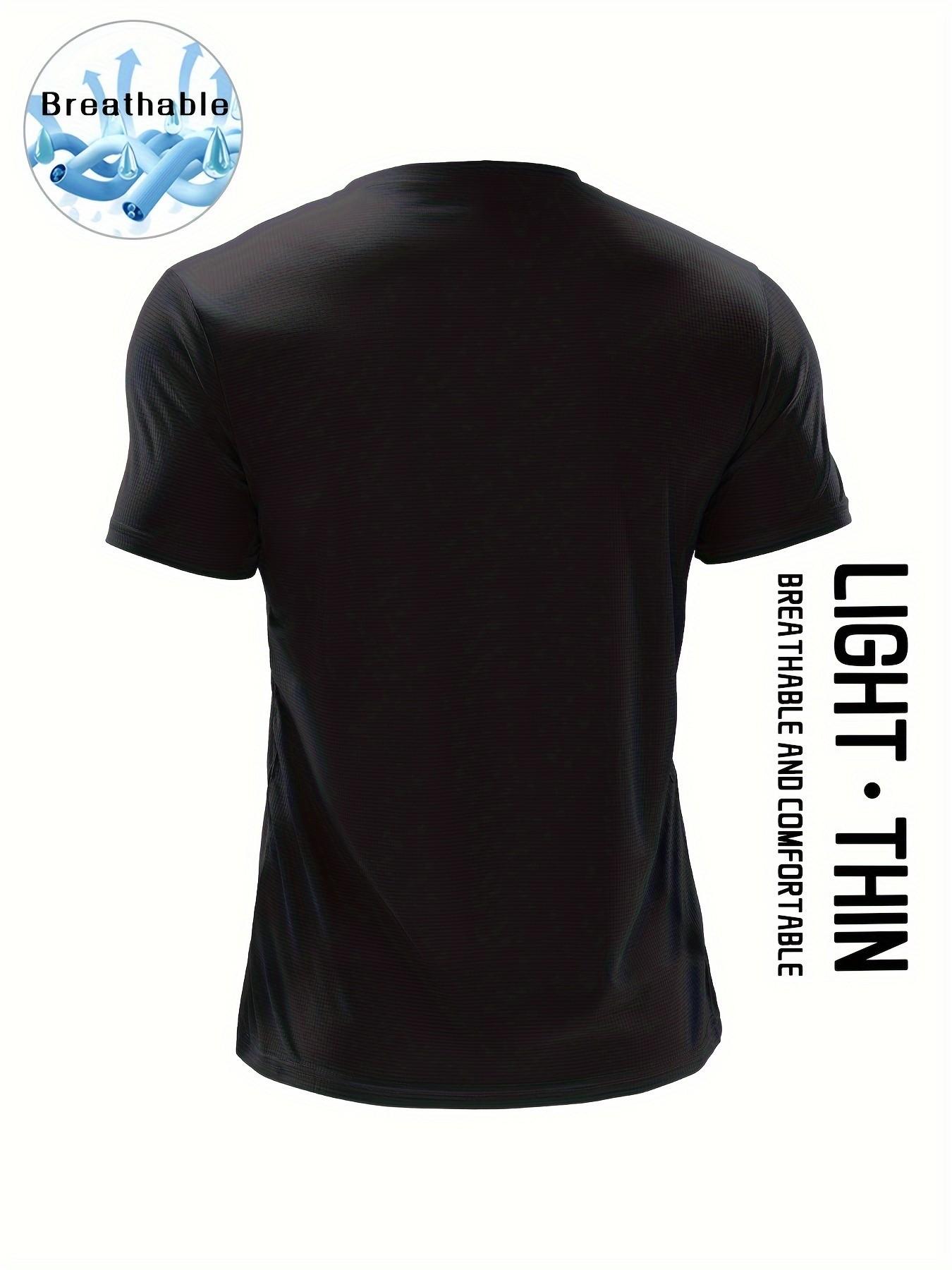 Men's Sporty T-Shirt, Quick-Dry Breathable Fitness Running Top, Casual Geometric Pattern, Loose-Fit Short Sleeve, Lightweight Moisture-Wicking