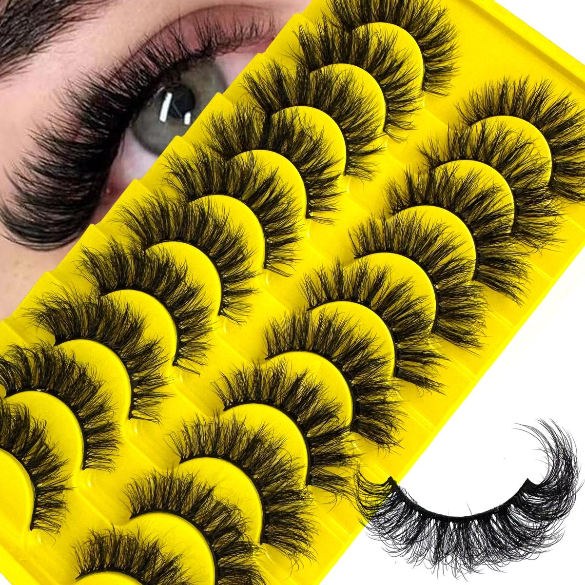 10 pairs of artificial mink false eyelashes, False Eyelash Set, 3D multi-layer fluffy eyelashes, thick and soft cat eye eyelashes, 10-18mm, suitable for beginners, reusable, black, creating a dramatic thickening effect