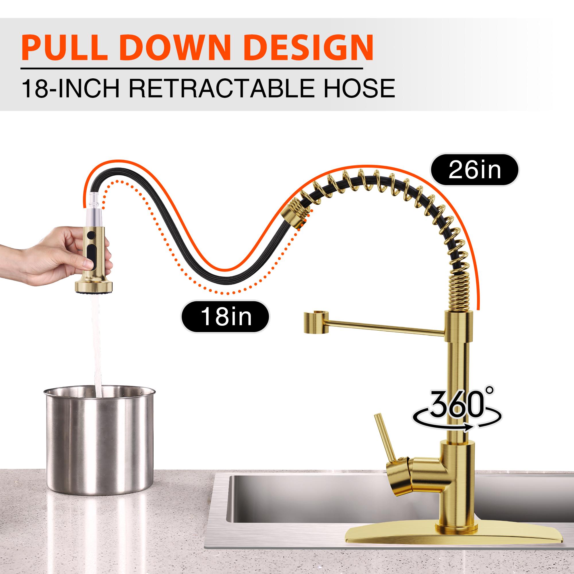 FORIOUS Gold Kitchen Faucet with Pull Down Sprayer,Single Handle Stainless Steel Kitchen Sink Faucet 360 Rotation Adjustable Sink Basin Faucet FORIOUS Gold Kitchen Faucet with Pull Down Sprayer,Single Handle Stainless Steel Kitchen Sink Faucet 360 Rotation Adjustable Sink Basin Faucet