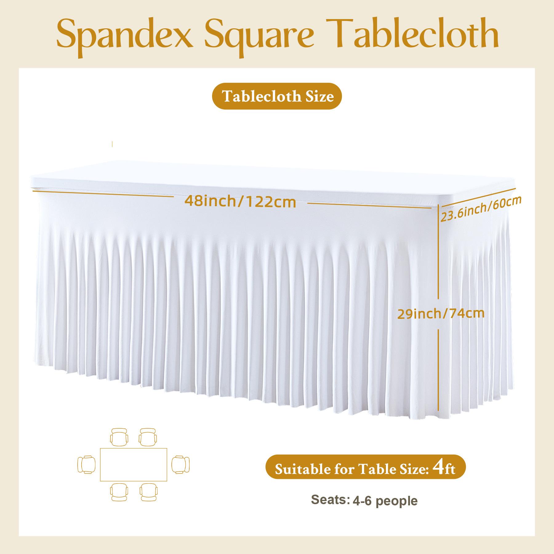 Stretch Tablecloth with Skirt, 4/6/8ft for Rectangle Table, Wrinkle Resistant & Washable, Perfect for Party, Wedding, Outdoor & Holiday Gifts