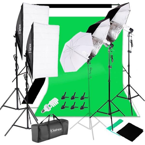 Umbrella Photography Stand Kit,Softbox Lighting Kit, Photo Equipment Studio Softbox 20" x 27", with E27 Socket and 2x5500K Instant Brightness Energy Saving Lighting Bulbs, Photography Kit for Portrait Studio Video Recording, Filming, Podcast