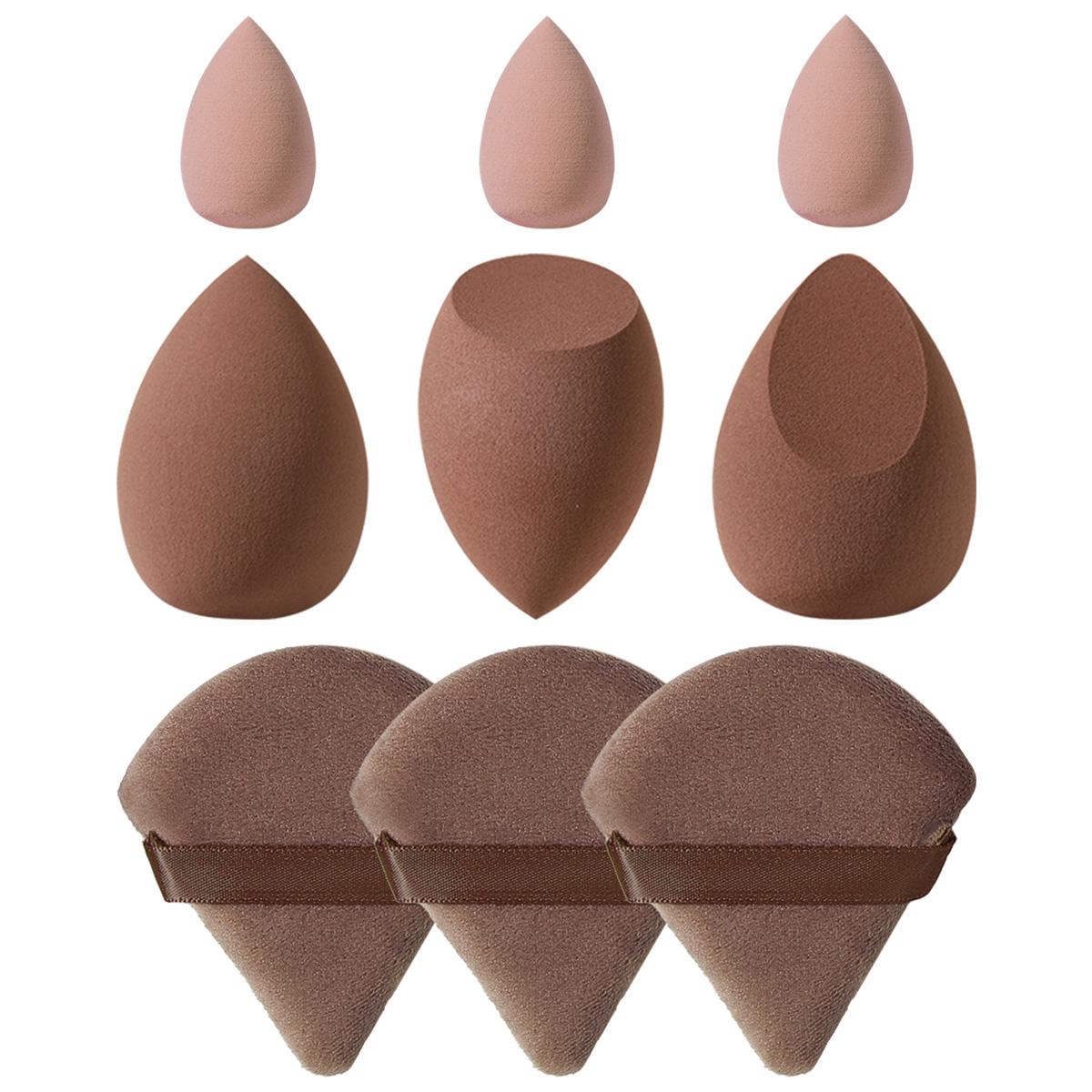 Makeup Tools Set for Women Summer Makeup, 9 Counts/set Including 6 Beauty Blender & 3 Makeup Powder Puffs, Soft Cosmetic Accessories for Contouring, Blending, Facial Detailing, Cosmetics Makeup Tool