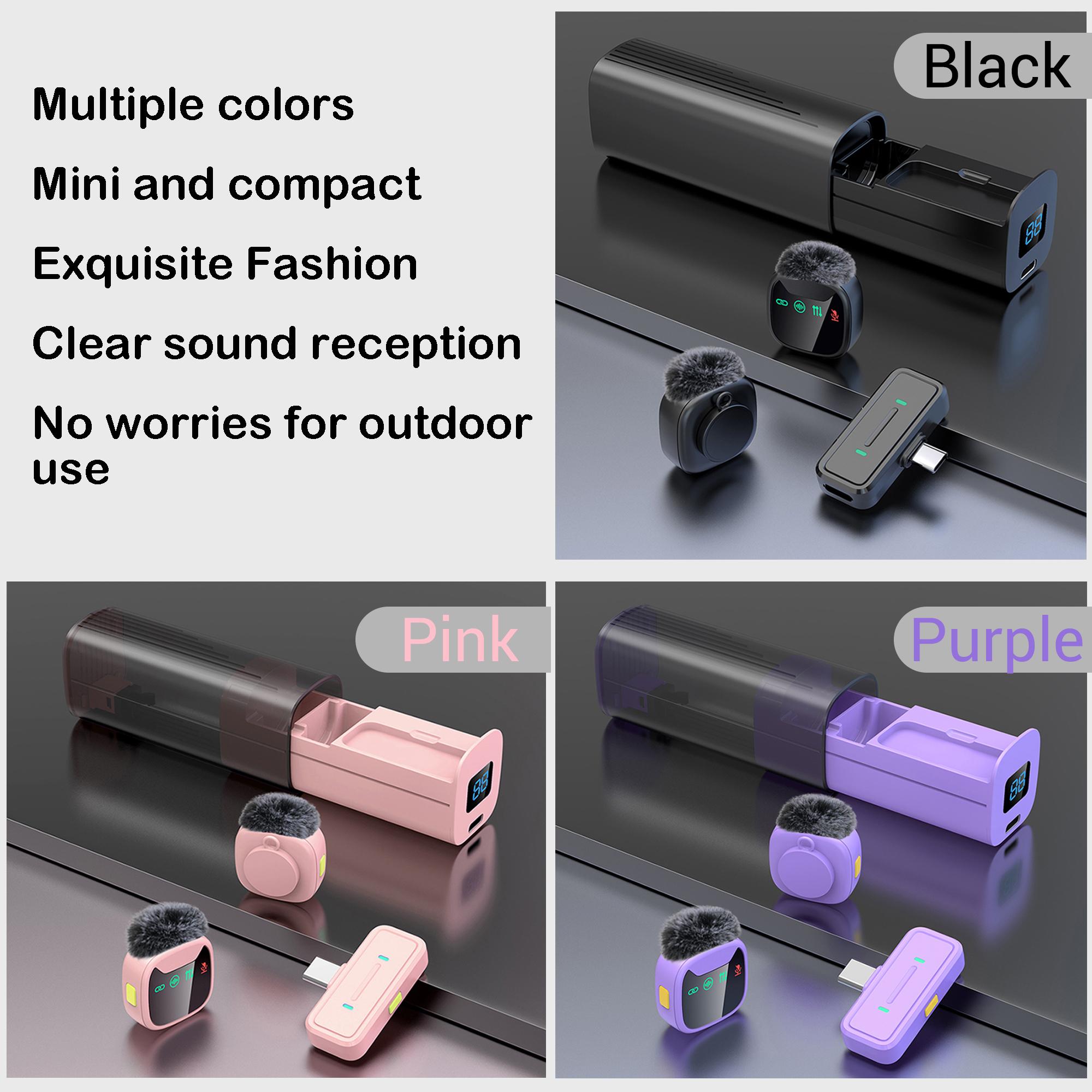 Wireless Lavalier Noise Canceling Mic with Charging Case, Noise-Cancelling, Rechargeable Battery, Magnetic Clip, Ideal for Video Recording & Podcasting