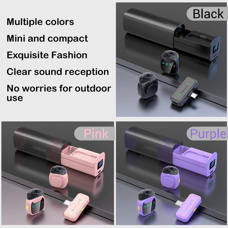 Wireless Lavalier Noise Canceling Mic with Charging Case, Noise-Cancelling, Rechargeable Battery, Magnetic Clip, Ideal for Video Recording & Podcasting