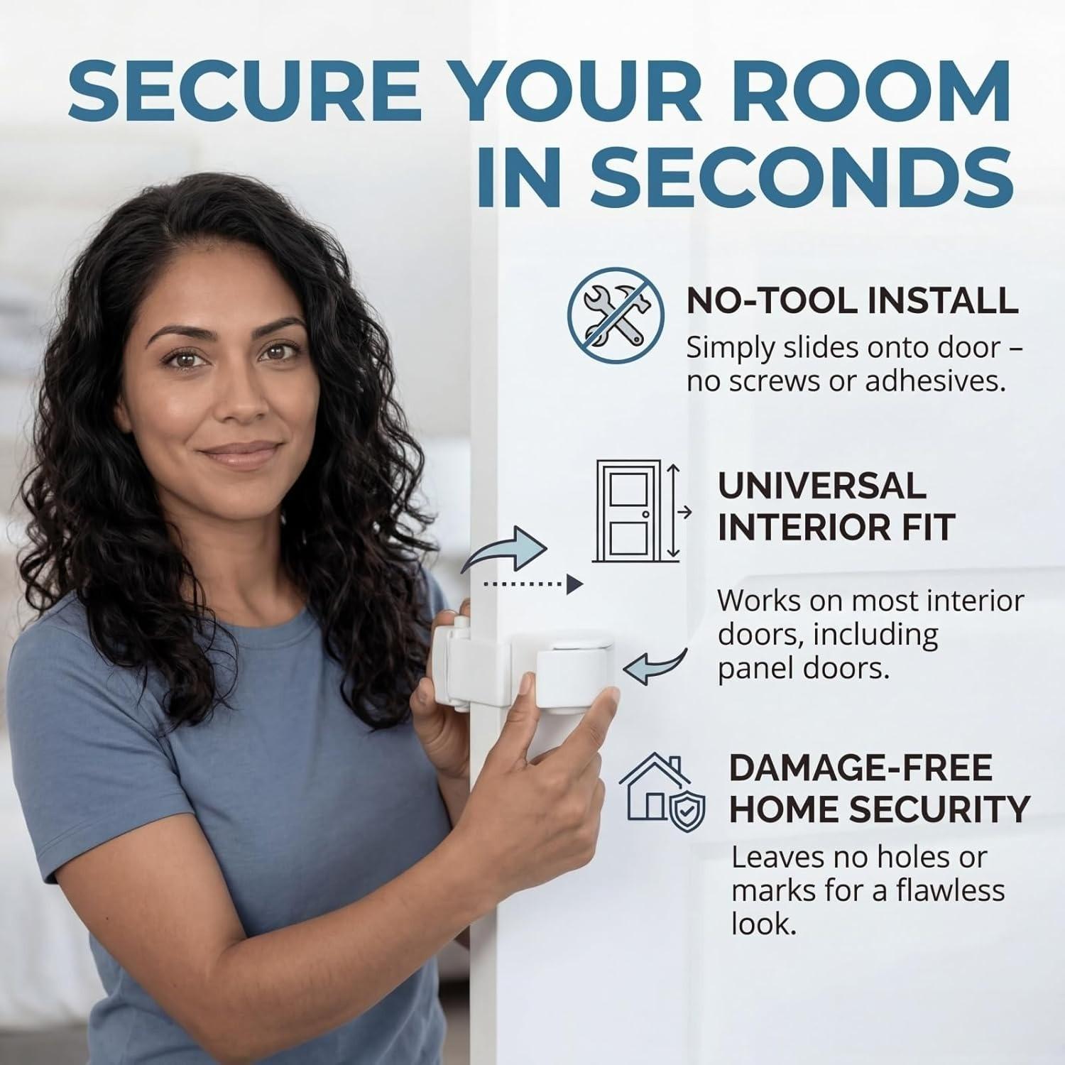 Child Proof Door Lock, Snap-On Door Knob Safety Lock & Door Handle Child Lock, No Tools Required, Fits Knobs & Levers for Baby Toddler Home Safety