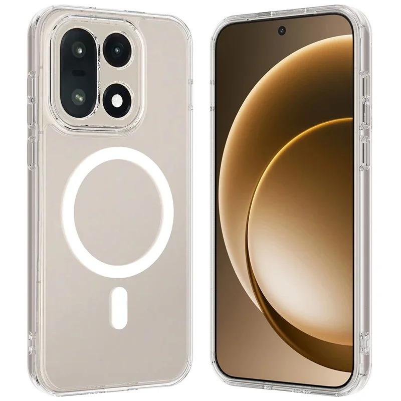 For OnePlus 15 Case ELVEV Magnetic Anti-fingerprint Hard PC TPU Transparent Phone Cover