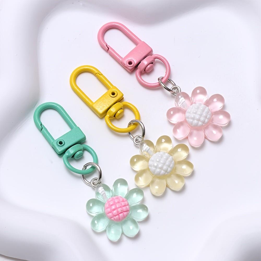 10-Pack Floral Resin Keychains, Elegant Flower Design, Durable Resin Material, Perfect for Gifts & Daily Use, Stylish Accessory