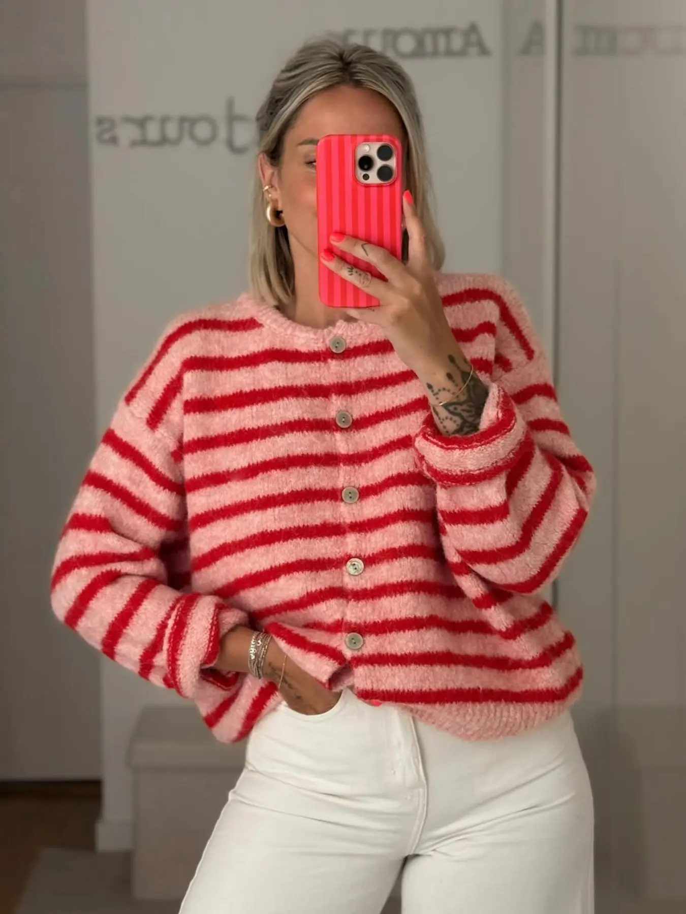 Women's Vintage Striped Button Knitwear Cardigan Sweater, Casual Daily Wear, Perfect for Dates & Shopping, Ideal for Spring/autumn/winter Seasons