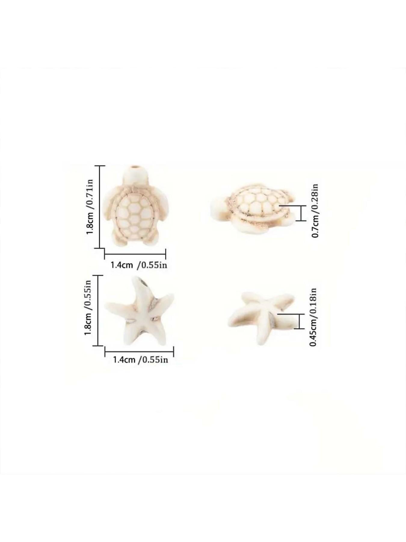 200 Pcs Turtle Beads Starfish Acrylic Turquoise Beads, DIY Craft Supplies, Ocean Theme Decorative Beads, Durable Material