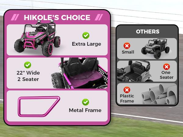 Hikole 24V Ride-On Toys for Big Kids – 2-Seater UTV Truck w/ Remote, Key Start, Metal Frame & Spring Suspension | Ages 4-8