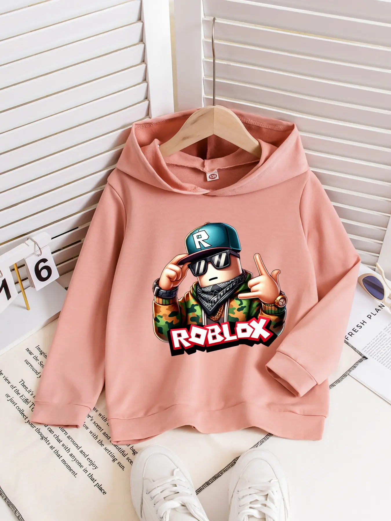 Comfortable And Casual All-Purpose, Printed Hooded Pullover Hoodie For Children, Roblox Cartoon Character Pattern, New Style For Boys And Girls, Suitable For Spring,Autumn,Winter, School,Daily Life,Outdoor Outings, Long-Sleeved Pullover Shirt Top