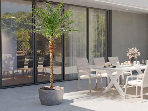 7/8/9 Ft Realistic Artificial Palm Tree - Tropical Fake Plant for Patio Home Garden Decoration  Tall Green Leaves No Need to Prune or Water  Father's Day Gift  Autumn Decoration Decorative Ornaments Fruit