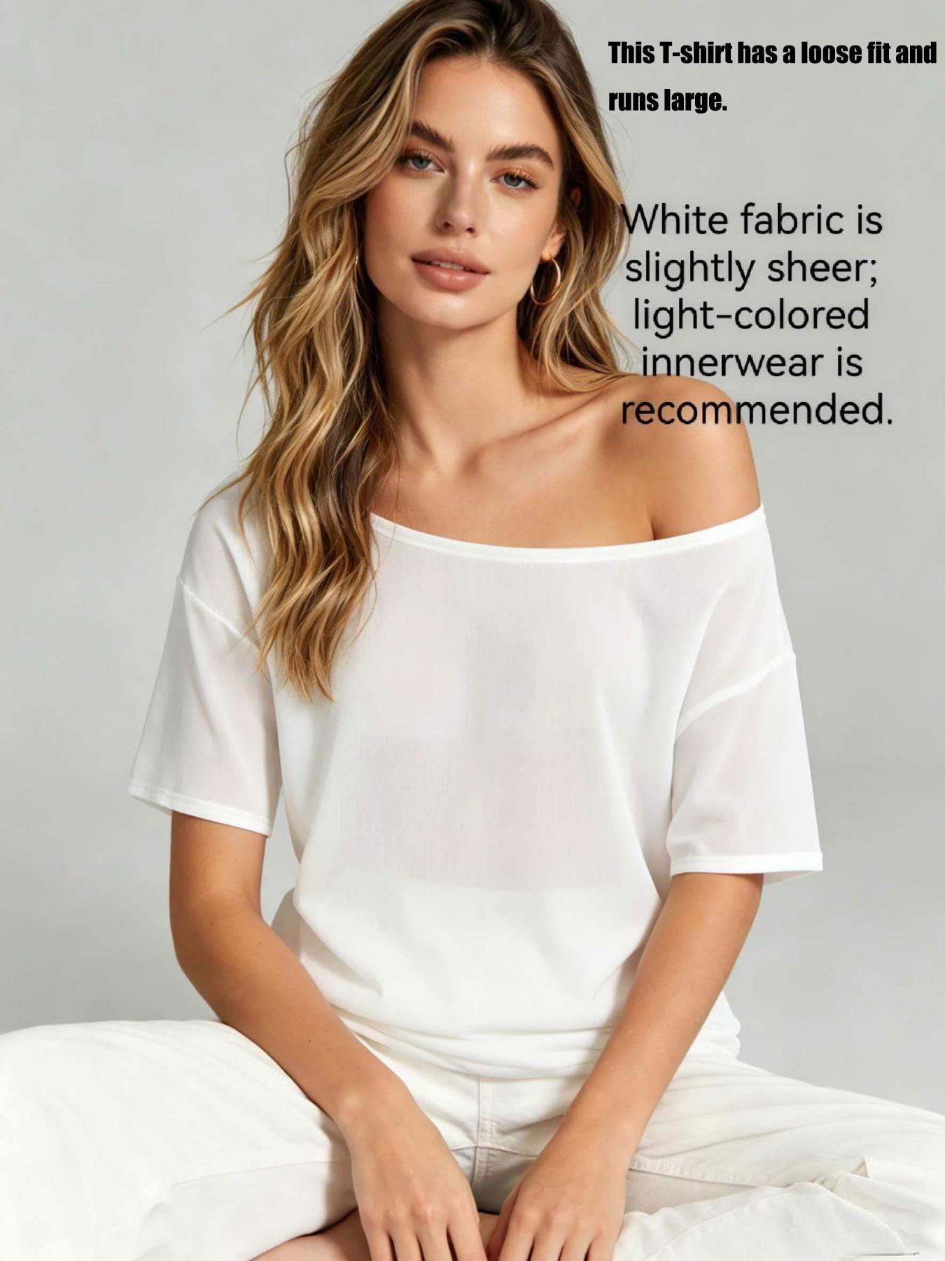Women's Solid Color Tee Top, Casual Basic Short Sleeve T-shirt for Daily Wear, Ladies Clothes for All Seasons