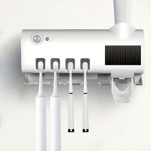 Automatic Toothpaste Dispenser Brush Holder, Modern Plastic Wall Mount USB Charging Bathroom Storage, Home Decor Gift for Friends, Toothbrush Holders