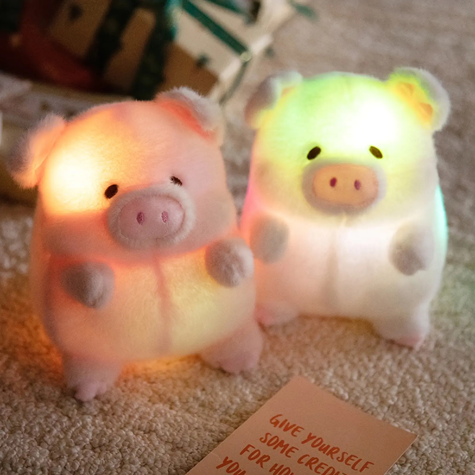 Luminous  Pig Plush Toys Glow-In-Dark Light Up Pig Plush Toy - 20CM-7.87IN Soft Stuffed Animal, Birthday Gift, Room Decor Halloween Christmas Plush Toys