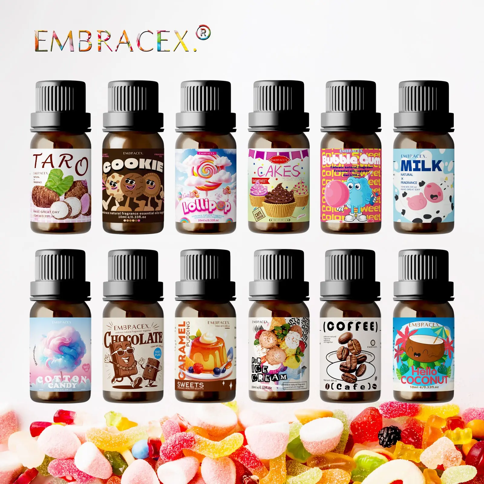 10ML Food Themed Aromatherapy Scented Oil, Aromatherapy Diffuser Oil, Aromatherapy Oils, Scent for Diffusers, 12pcs/set Candle Making Fragrance Oil, Home Fragrances, Suitable for DIY Candles, Soaps, Aromatherapy Machines, Humidifiers, Car Aromatherapy